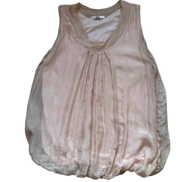 Florencia Silk Womens Sleeveless Pink Blouse With Pleated Design - Picture 1 of 7